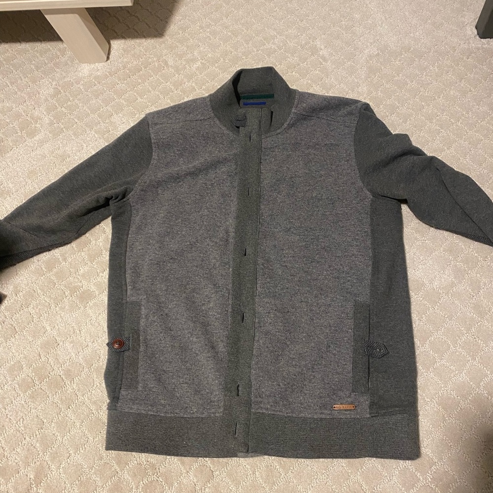 Ted Baker London Men's Two-Tone Gray Button Up Sweater - Size 5 (XL)